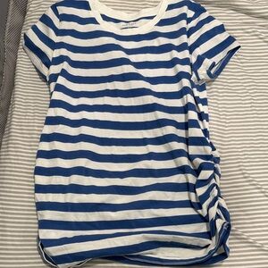 Old Navy Blue and White Maternity Striped Tee